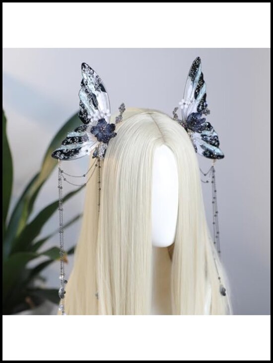 Fairy Butterfly Wings Headband with Tassel for Women Renaissance Cosplay main image 5